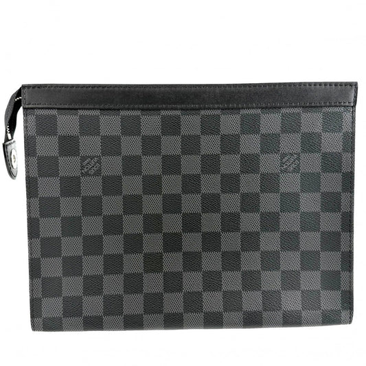 LOUIS VUITTON ルイヴィトン クラッチバッグ ダミエグラフィット ポシェット・ヴォワヤージュ MM セカンドバッグ N41696 ブラック 黒 シルバー金具 メンズ【中古品】
