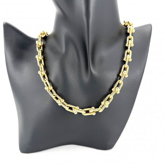TIFFANY&Co. ティファニー ネックレス ハードウェア ミディアムリンク ジュエリー アクセサリー Au750 18金YG K18イエローゴールド レディース 約55.1g【中古品】