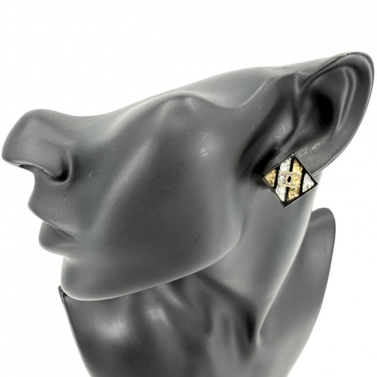 CHANEL シャネル ピアス ココマーク アクセサリー ひし形 16C ブラック 黒 ゴールド レディース 約3.2g 2016年【中古品】