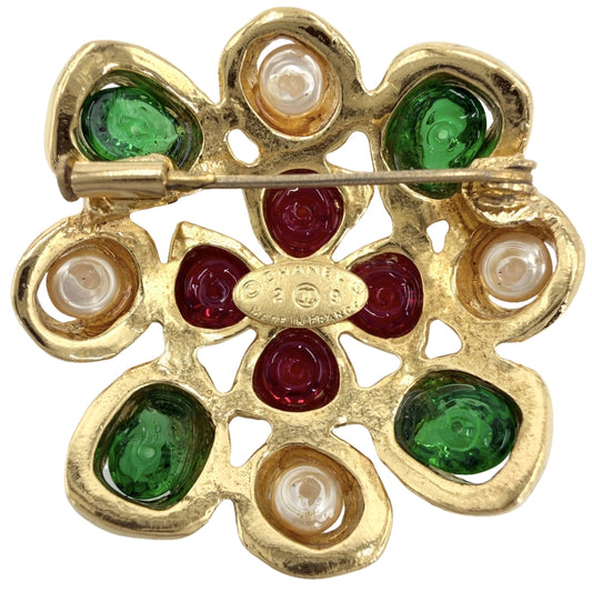 CHANEL シャネル ブローチ グリポア ヴィンテージ ココ アクセサリー GP フェイクパール 29 ゴールド マルチカラー レディース 約20.1g 1994年【中古品】