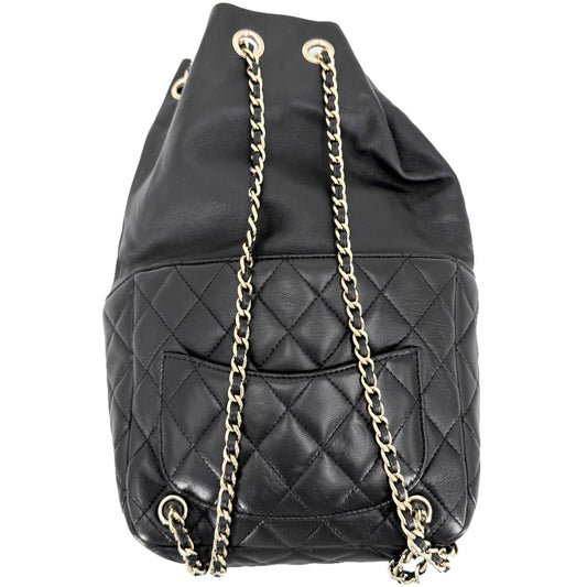 CHANEL シャネル リュック ココマーク マトラッセ ドローストリング レザー ブラック 黒 ゴールド金具 レディース【中古品】