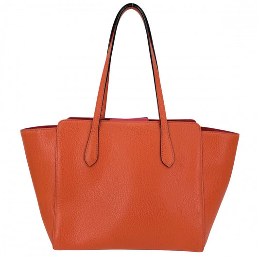 GUCCI グッチ ハンドバッグ スウィング トートバッグ 354408 レザー オレンジ ピンク ゴールド金具 レディース【中古品】