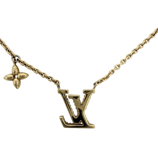 LOUIS VUITTON ルイヴィトン ネックレス LV アイコニック アクセサリー ペンダント ラインストーン M00596 ゴールド レディース 約6.3g【中古品】