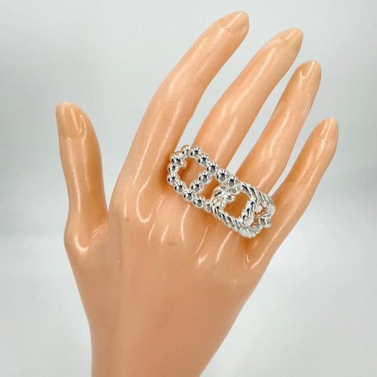 HERMES エルメス 指輪 シェーヌダンクル アレア ダブルリング アクセサリー ジュエリー 小物 51サイズ リング シルバー925 ユニセックス 約20.8g【中古品】