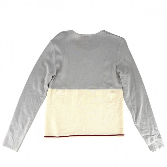 CHANEL シャネル トップス ココマーク アパレル 服 トレーナー 50 グレー アイボリー ゴールド金具 春 秋 冬 ウール レディース【中古品】