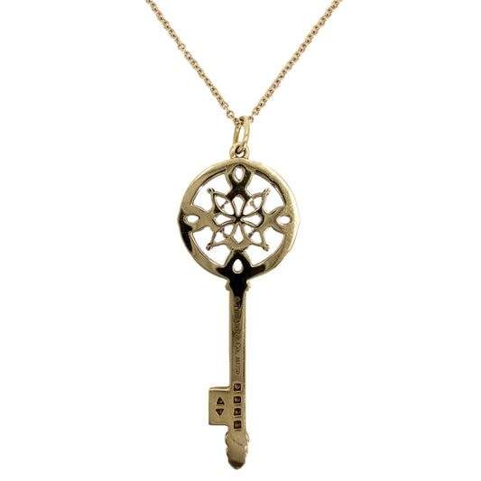 TIFFANY&Co. ティファニー ネックレス ビクトリア キー 鍵 ジュエリー アクセサリー Au750 18金YG K18イエローゴールド ダイヤモンド レディース 約4.5g【中古品】