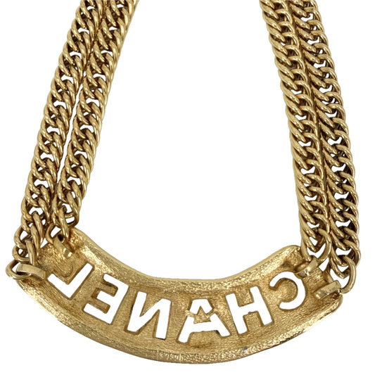 CHANEL シャネル ネックレス ロゴ マトラッセ ヴィンテージ アクセサリー チェーン GP ゴールド レディース 約151.5g【中古品】