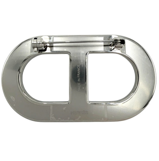 HERMES エルメス ブローチ シェーヌダンクル アクセサリー レザー ブラック 黒 レディース 約14.4g【中古品】