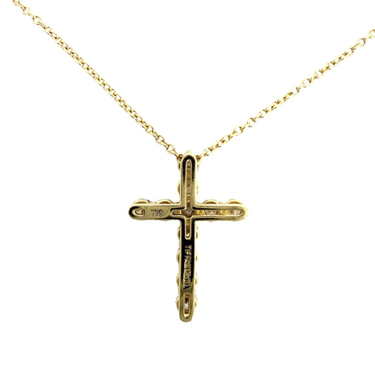 TIFFANY&Co. ティファニー ネックレス ジュエリー アクセサリー クロスペンダント スモール 18金YG Au750 K18イエローゴールド ダイヤモンド0.42ct レディース 約2.6g【中古品】