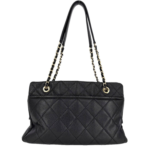 CHANEL シャネル ハンドバッグ マトラッセ チェーントートバッグ ココマーク キャビアスキン ブラック 黒 ゴールド金具 レディース【中古品】