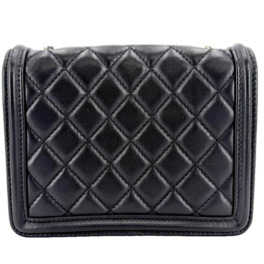 CHANEL シャネル ショルダーバッグ マトラッセ ボーイブリック チェーンショルダー ココマーク ラムスキン ブラック 黒 マットゴールド金具 レディース【中古品】