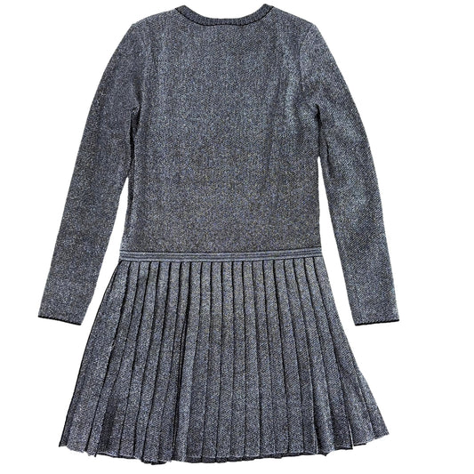 CHANEL シャネル ワンピース ラメニット プリーツ アパレル 服 長袖 36 メタリックシルバー 秋 冬 レーヨン ポリエステル 金属化ポリエステル ナイロン レディース【中古品】