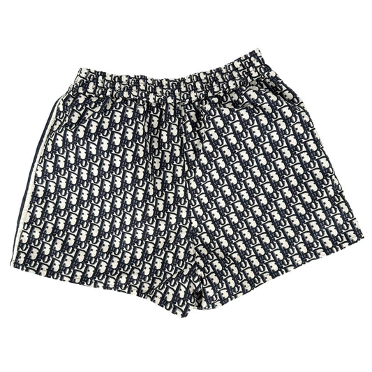 Christian Dior クリスチャンディオール パンツ オブリーク ショートパンツ ハーフパンツ アパレル ボトムス 服 34 ネイビー 紺 ベージュ シルバー金具 春 夏 ポリエステル レディース【中古品】