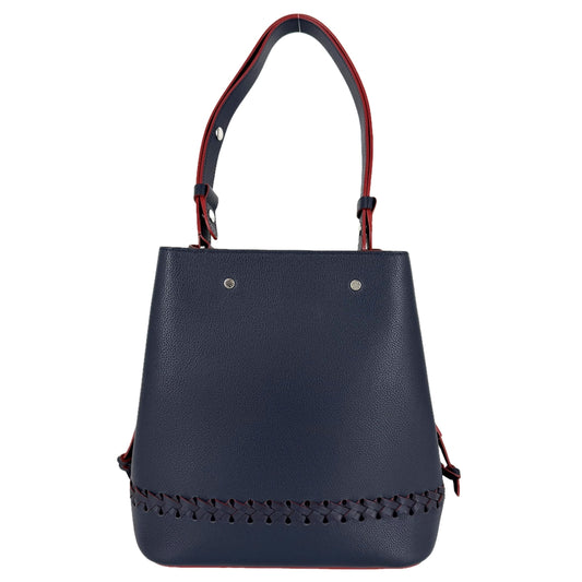 LOUIS VUITTON ルイヴィトン ショルダーバッグ ロックミーバケット M54681 レザー ネイビー 紺 レッド 赤 シルバー金具 レディース【中古品】