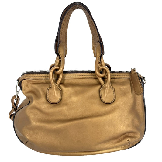 LOEWE ロエベ 2WAY フィエスタ メタリック ハンドバッグ ショルダーバッグ ブラウン レザー ブロンズ シルバー金具 レディース【中古品】