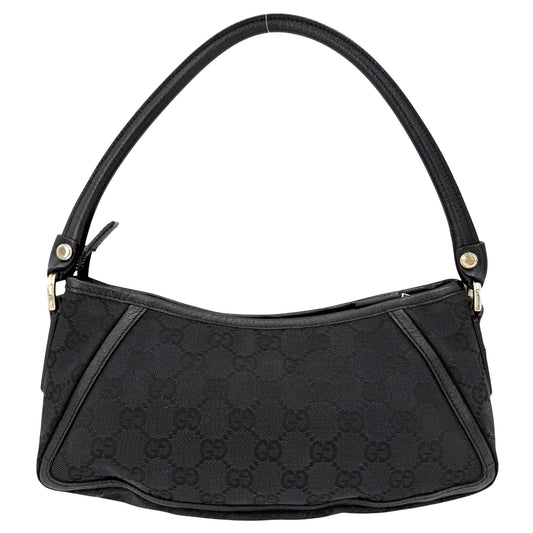 GUCCI グッチ ハンドバッグ アビ― 130939 GGキャンバス レザー ブラック 黒 ゴールド金具 レディース【中古品】