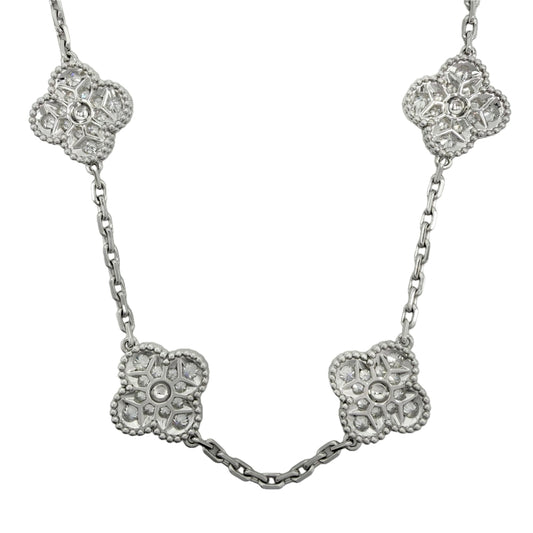 Van Cleef & Arpels ヴァンクリーフ&アーペル ネックレス 10モチーフ ヴィンテージアルハンブラ 18金 K18ホワイトゴールド ダイヤモンド VCARA42400 レディース 約27.3g【中古品】