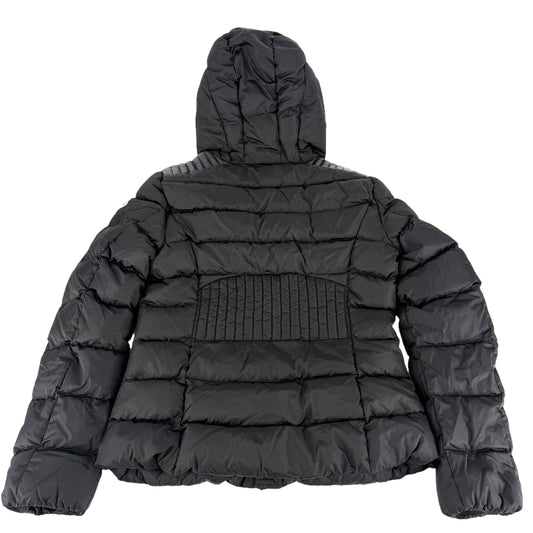 MONCLER モンクレール ダウンジャケット テトラ フード付き アウター TETRA GIUBBOTTO サイズ2 ブラック 黒 シルバー金具 冬 ナイロン レディース【中古品】