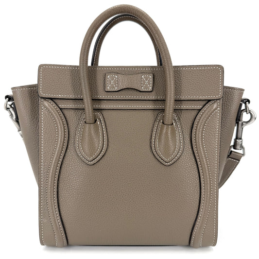 CELINE セリーヌ 2WAY ラゲージ ナノ ハンドバッグ ショルダーバッグ レザー ブラウン 茶 シルバー金具 レディース【中古品】