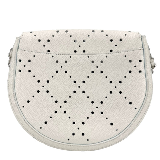 CHANEL シャネル ショルダーバッグ パンチング ポシェット ココマーク 小さめ レザー ホワイト 白 シルバー金具 レディース【中古品】