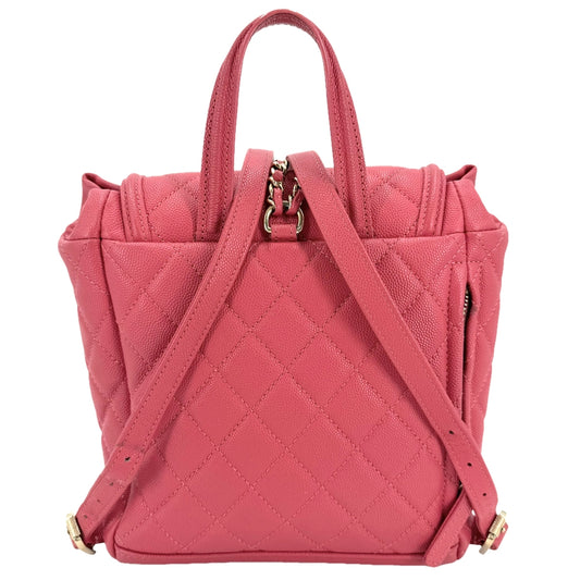 CHANEL シャネル リュック CCフィリグリー マトラッセ バックパック チェーンショルダー ココマーク キャビアスキン ピンク ゴールド金具 レディース【中古品】