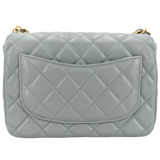 CHANEL シャネル ショルダーバッグ マトラッセ ココマーク ミニバッグ チャーム ラムスキン グリーン系 ゴールド金具 レディース【中古品】