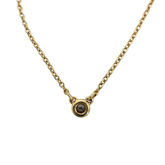 TIFFANY&Co. ティファニー ネックレス バイザヤード シングルダイヤモンドペンダント ジュエリー アクセサリー 一粒ダイヤ 18金PG Au750 K18ピンクゴールド ダイヤモンド レディース 約2.2g【中古品】