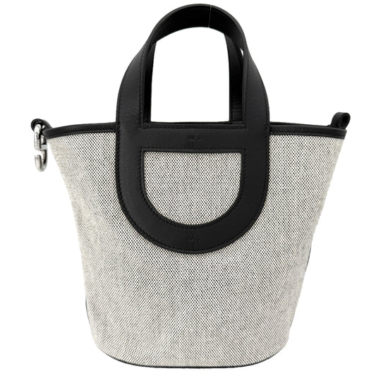 HERMES エルメス ハンドバッグ インザループ18 K刻印 ヴォースイフト トワルアッシュ グレー ブラック 黒 シルバー金具 レディース 2025年【中古品】