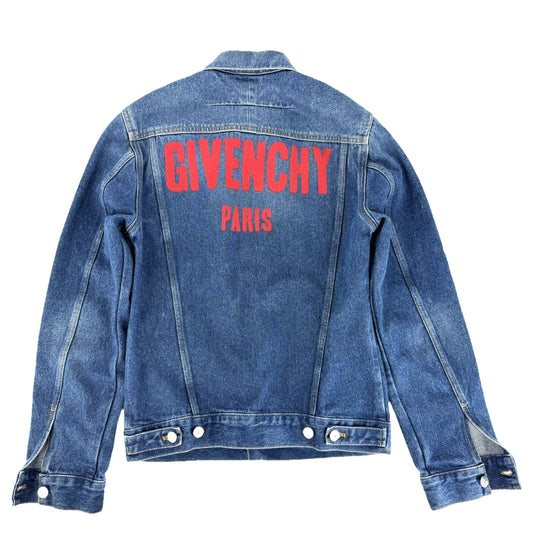 Givenchy ジバンシー デニムジャケット バックロゴ トラッカージャケット アウター 服 アパレル XS ブルー 青 コットン メンズ【中古品】