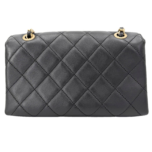 CHANEL シャネル ショルダーバッグ マトラッセ ロゴ ダブルチェーン レザー ブラック 黒 ゴールド金具 レディース【中古品】