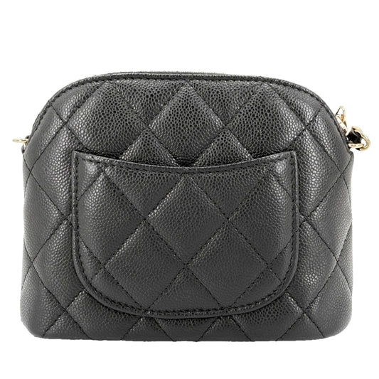 CHANEL シャネル ショルダーバッグ マトラッセ チェーンショルダー ポシェット ミニバッグ ココマーク キャビアスキン ブラック 黒 ゴールド金具 レディース【中古品】