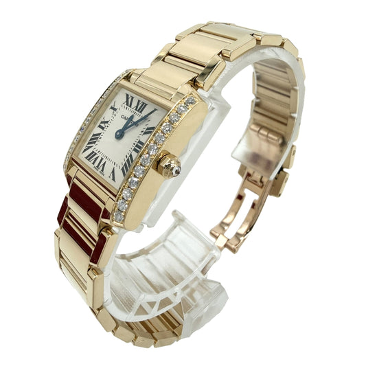 CARTIER カルティエ 腕時計 ダイヤベゼル タンクフランセーズSM QZ ウォッチ TANK FRANCAISE 750 18金 cal.2385 2385 クオーツ K18イエローゴールド ダイヤモンド ゴールド レディース【中古品】