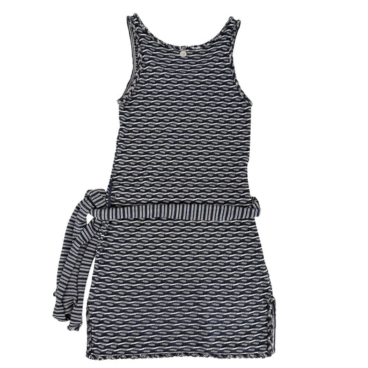 CHANEL シャネル ワンピース ノースリーブ チュニック ココマーク アパレル 服 34 ネイビー 紺 ホワイト 白 春 夏 レーヨン コットン ポリエステル ナイロン レディース【中古品】