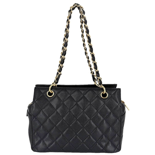 CHANEL シャネル トートバッグ PTT マトラッセ チェーンハンドバッグ ココマーク A18004 キャビアスキン ブラック 黒 ゴールド金具 レディース【中古品】