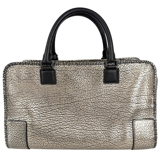 LOEWE ロエベ ハンドバッグ アナグラム アマソナ36 ミニボストンバッグ メタリック レザー ゴールド系 ブラック金具 レディース【中古品】