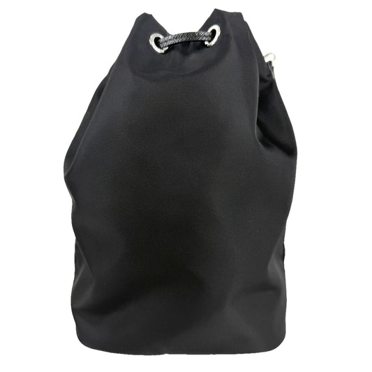 PRADA プラダ ポーチ Re-Nylon 巾着 ドローストリング 1NS369 ナイロン ブラック 黒 シルバー金具 レディース【中古品】