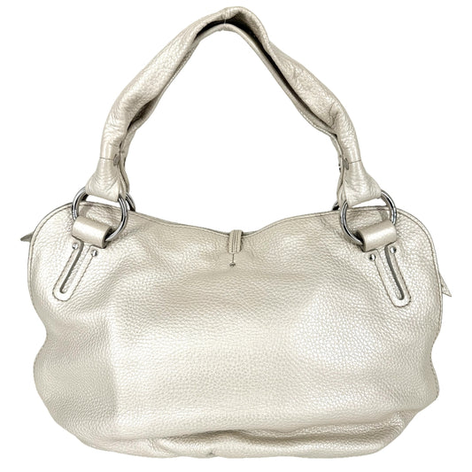 CELINE セリーヌ ハンドバッグ ビタースウィート トートバッグ メタリック レザー オフホワイト シルバー金具 レディース【中古品】