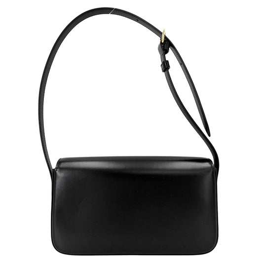 CELINE セリーヌ ショルダーバッグ クロード トリオンフ レザー ブラック 黒 ゴールド金具 レディース【中古品】