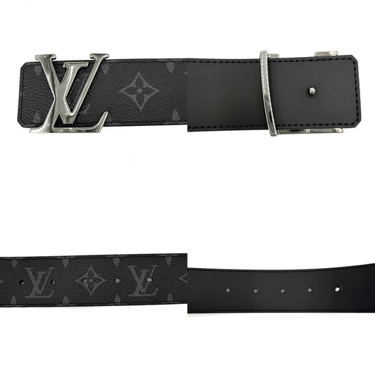 LOUIS VUITTON ルイヴィトン ベルト モノグラムエクリプス ベルト・LV イニシャル 40MM ファッションアイテム リバーシブル 85/34 M9043 カーフ ブラック 黒 シルバー金具 メンズ【中古品】