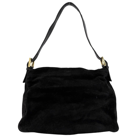 FENDI フェンディ ショルダーバッグ マンマバケット ワンショルダー Mamma Bucket スウェード ブラック 黒 ゴールド金具 レディース【中古品】
