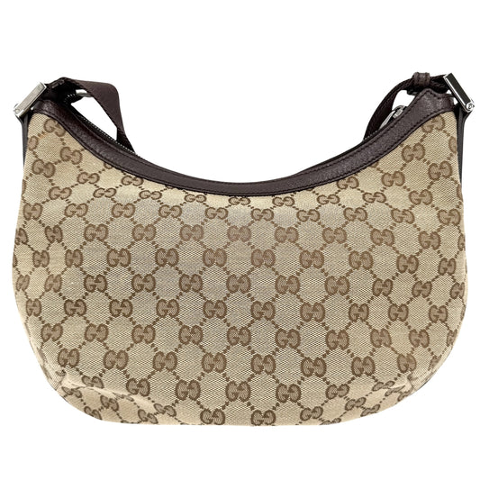 GUCCI グッチ ショルダーバッグ 181092 GGキャンバス レザー ベージュ シルバー金具 レディース【中古品】
