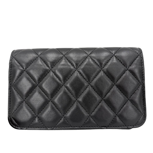 CHANEL シャネル ショルダーバッグ マトラッセ チェーンウォレット フォンホルダー ココボール ボールチェーン ラムスキン ブラック 黒 ゴールド金具 レディース【中古品】