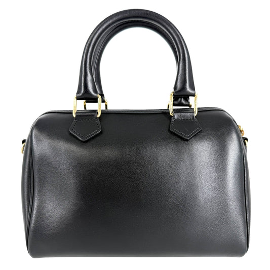 CELINE セリーヌ 2WAY トリオンフ スモール ボストン ハンドバッグ ショルダーバッグ カーフ ブラック 黒 ゴールド金具 レディース【中古品】