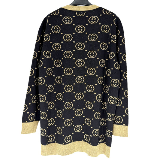 GUCCI グッチ カーディガン GG ラメ インターロッキング 服 アパレル S 555014 ブラック 黒 ゴールド 春 秋 ウール 金属繊維 ナイロン レディース【中古品】