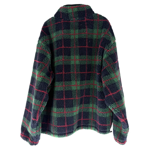 MIUMIU ミュウミュウ ブルゾン チェック フリース テディジッパージャケット アウター 服 S MJL042 グリーン 緑 ネイビー 紺 秋 冬 ポリエステル ウール レディース【中古品】