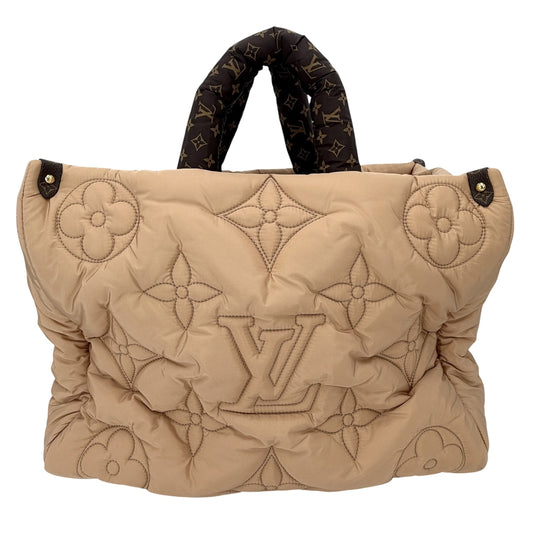 LOUIS VUITTON ルイヴィトン 2WAY モノグラム リサイクルナイロン LVピロー オンザゴー M59007 ナイロン PVC ベージュ ブラウン 茶 ゴールド金具 レディース【中古品】