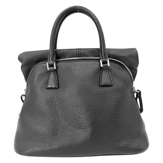 MAISON MARGIELA メゾンマルジェラ 2WAY ソフト 5AC ミニ ハンドバッグ ショルダーバッグ SB1WG0084 レザー ブラック 黒 シルバー金具 レディース【中古品】