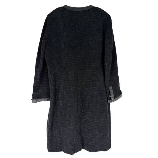 CHANEL シャネル コート ロングジャケット ツイード ヴィンテージ アパレル 服 44 ブラック 黒 ネイビー 紺 秋 ナイロン コットン レーヨン リネン レディース【中古品】