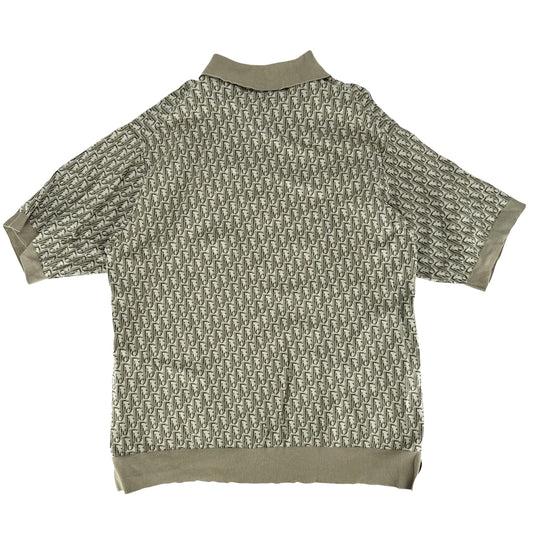 Dior ディオール ポロシャツ オブリーク ジャガード 半袖 トップス アパレル 服 XL グリーン 緑 春 夏 秋 コットン メンズ【中古品】