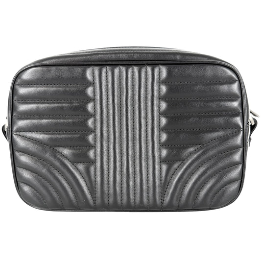 PRADA プラダ ショルダーバッグ ダイアグラム トライアングルロゴ メンズ レディース 1BH083 レザー ブラック 黒 シルバー金具 ユニセックス【中古品】